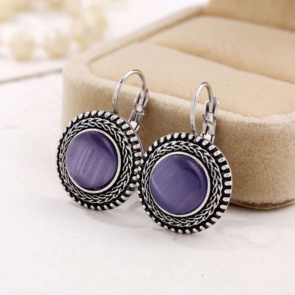 *MERIDIAN* Silver x Purple Fashion Hook Earrings